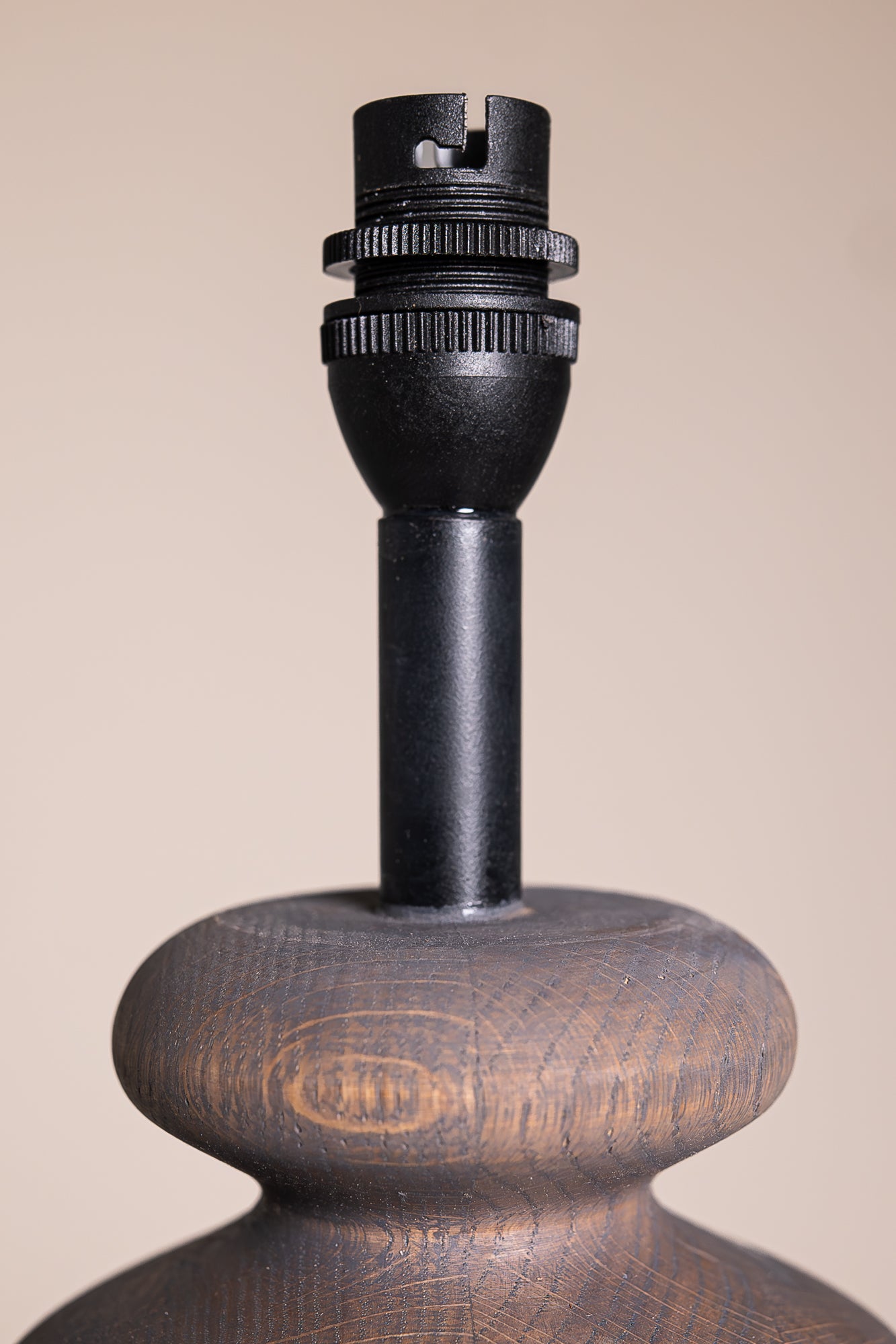 Carved Oak Lamp Base in Ash Grey