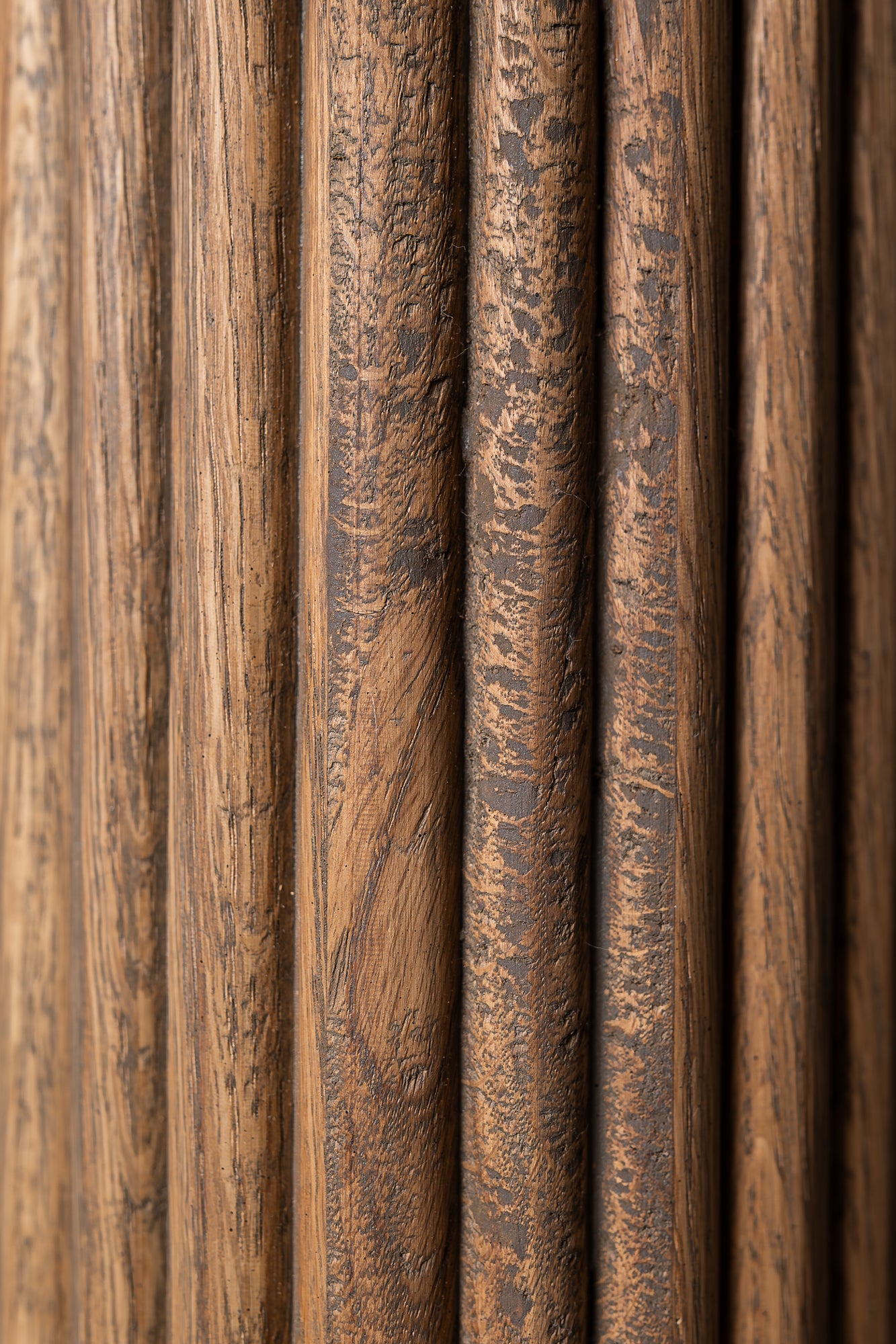 Fluted Oak Lamp Base in Olive Grey