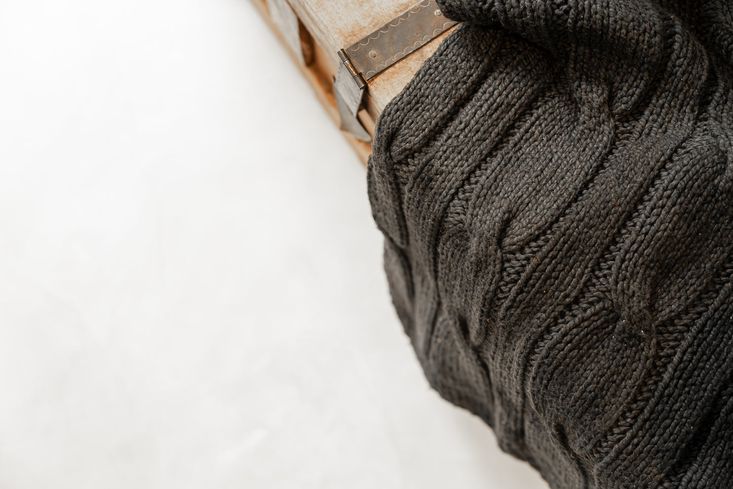 Traditional 100% Cotton Charcoal Chunky Cable-knit Throw