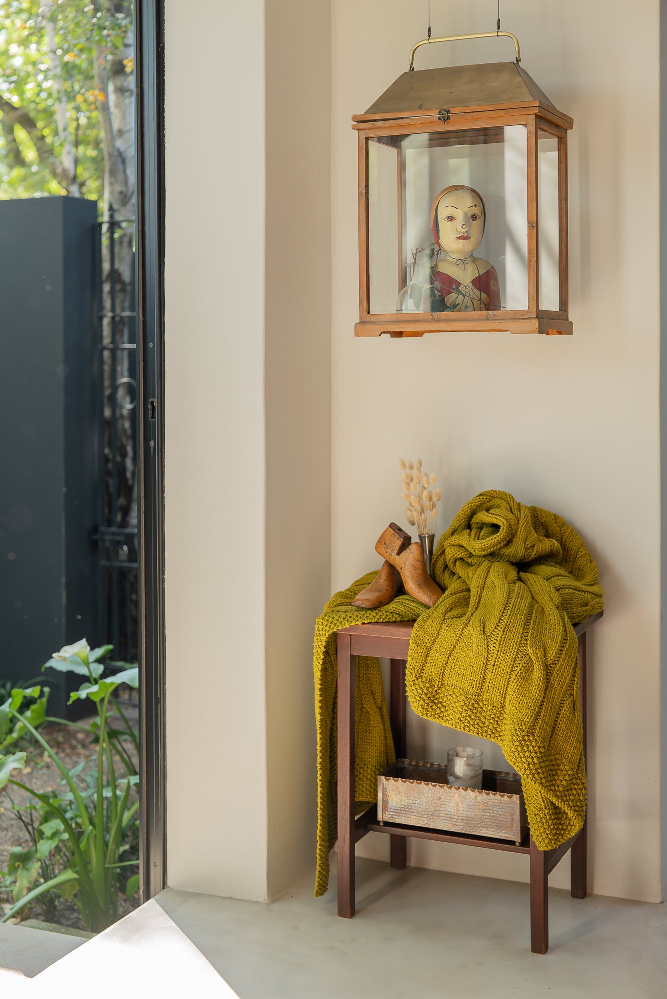 Traditional 100% Cotton Lime Chunky Cable-knit Throw