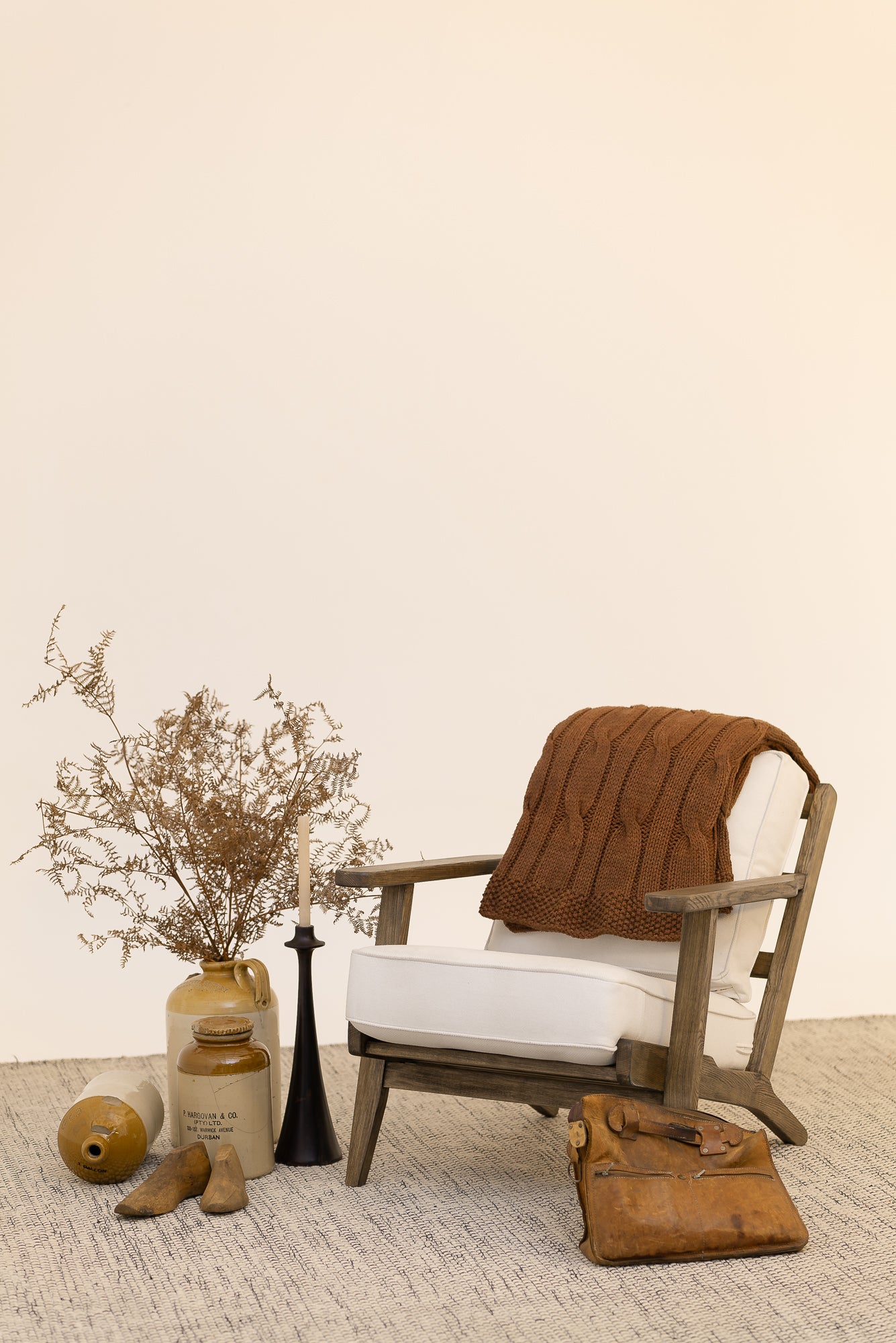 Traditional 100% Cotton Mocha Chunky-knit Throw