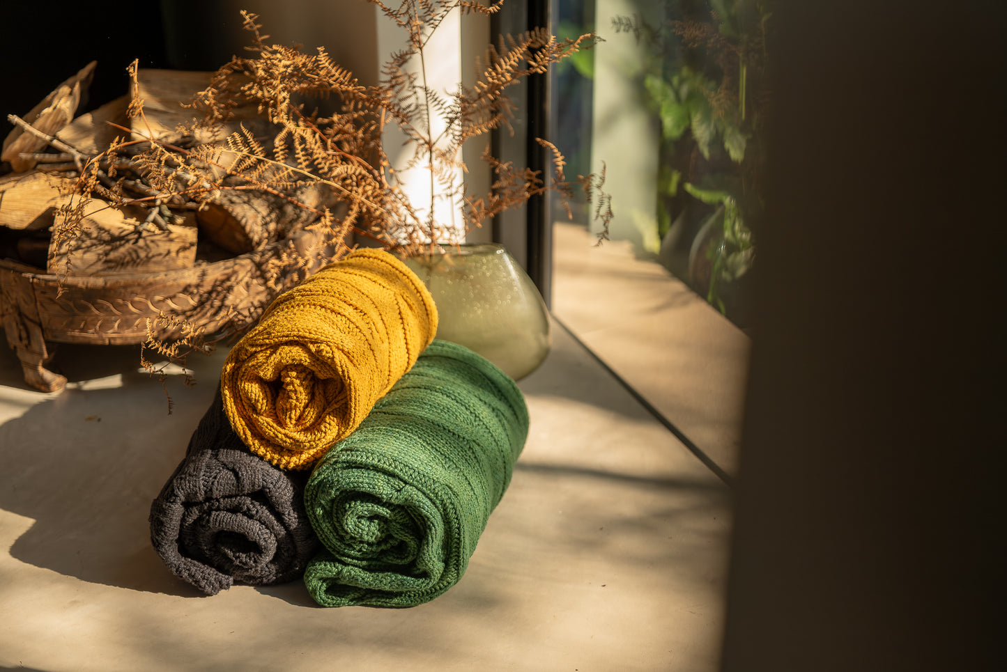 Traditional 100% Cotton Honey Chunky Cable-knit Throw
