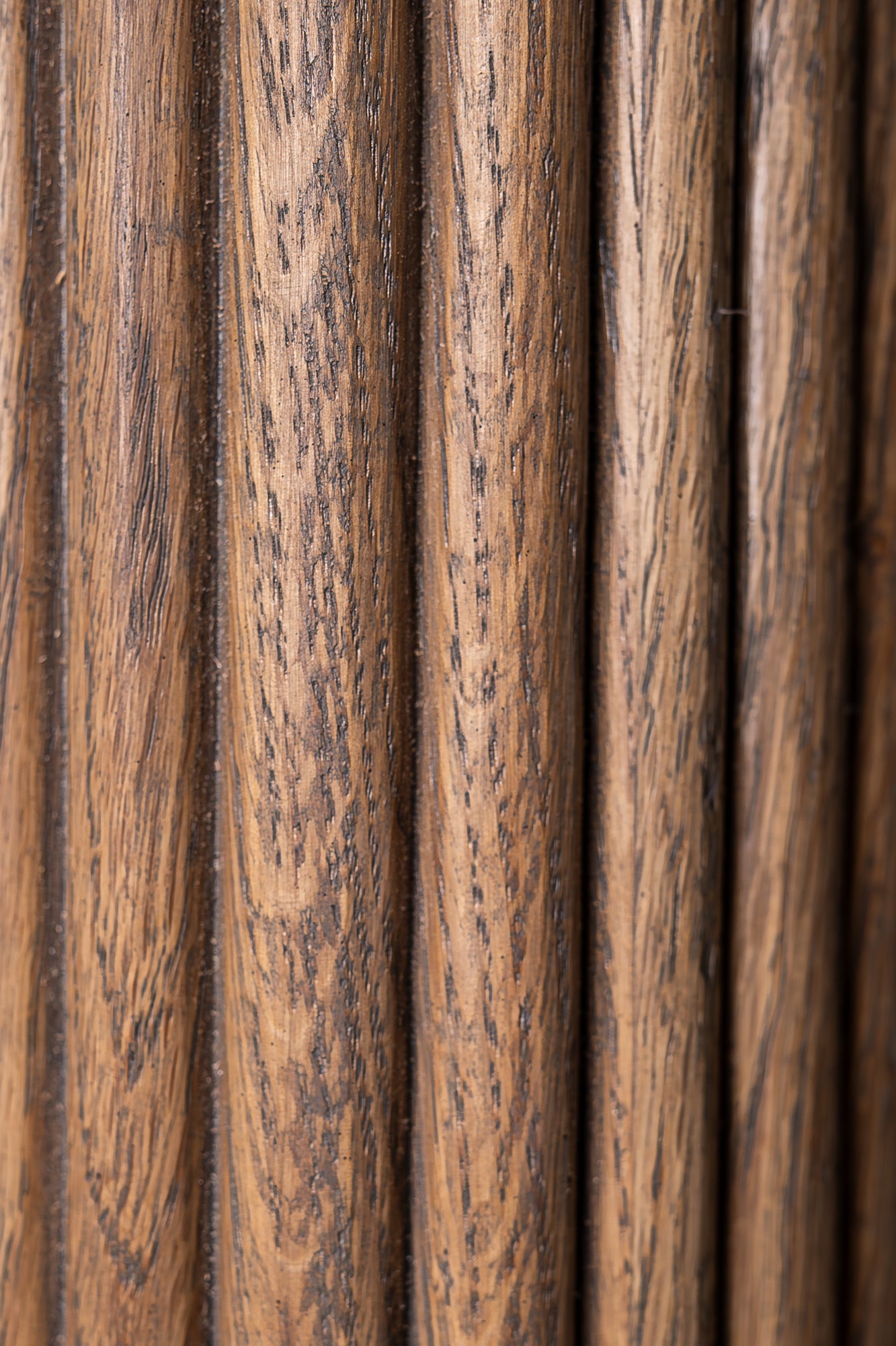 Fluted Oak Lamp Base in Ash Grey