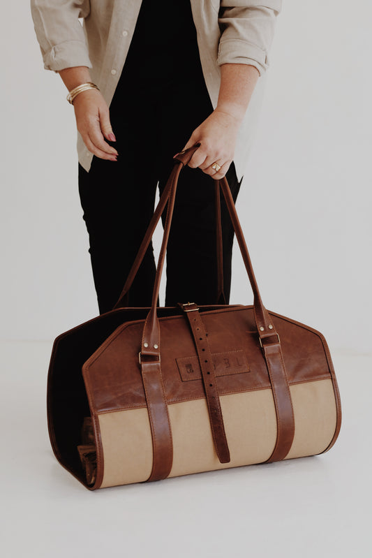 LYBL Leather & Canvas LogLift, in Kiaat-khaki