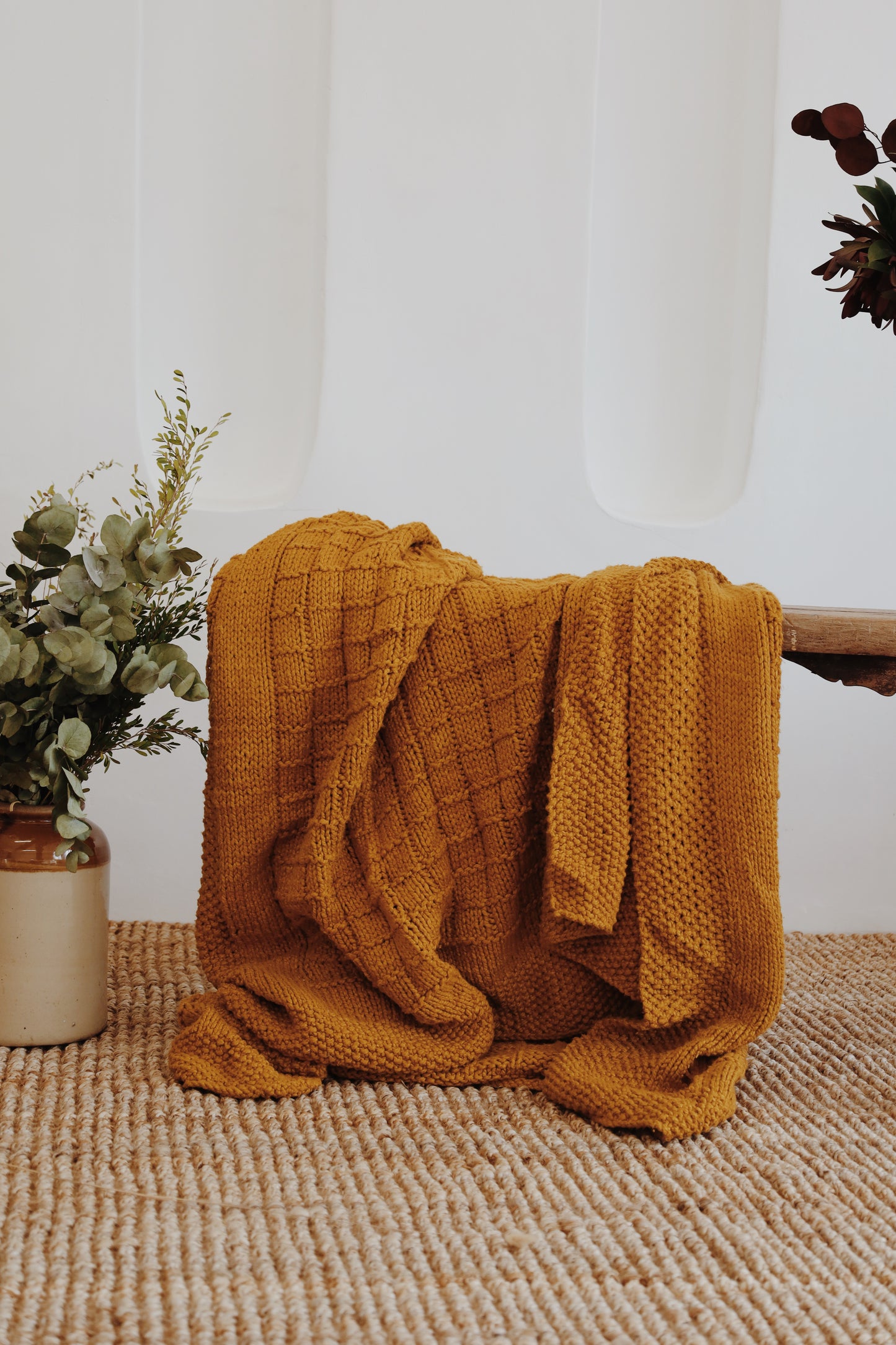 Traditional 100% Cotton Honey Checker Weave Throw