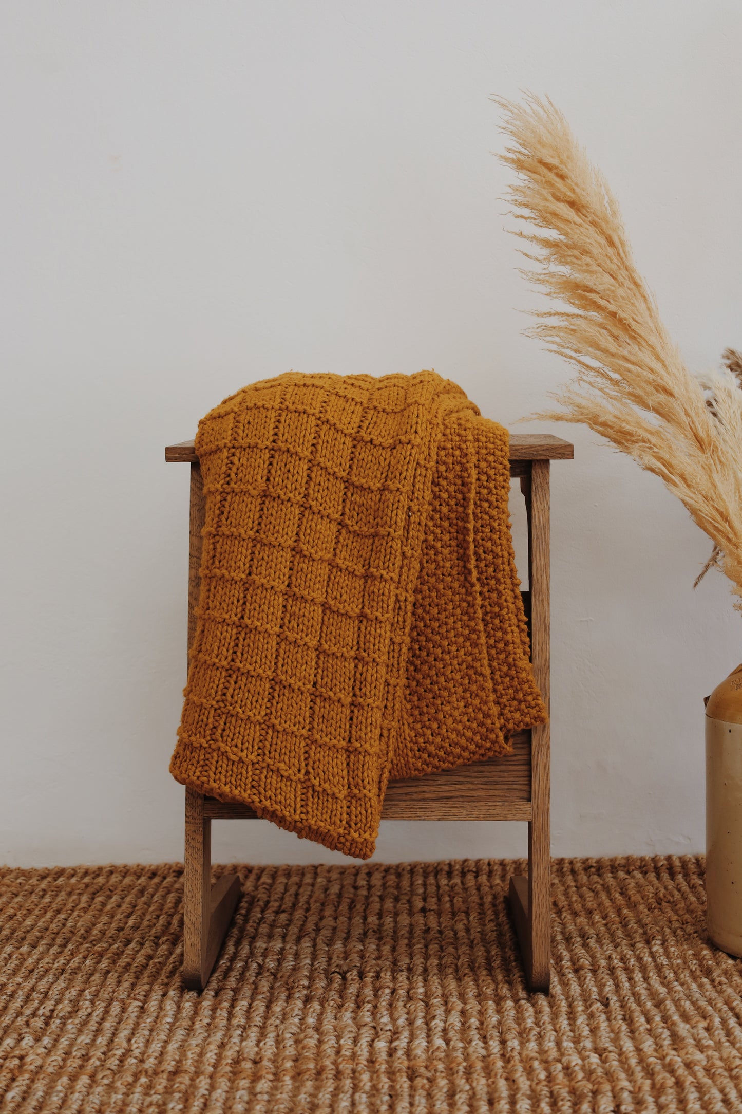 Traditional 100% Cotton Honey Checker Weave Throw
