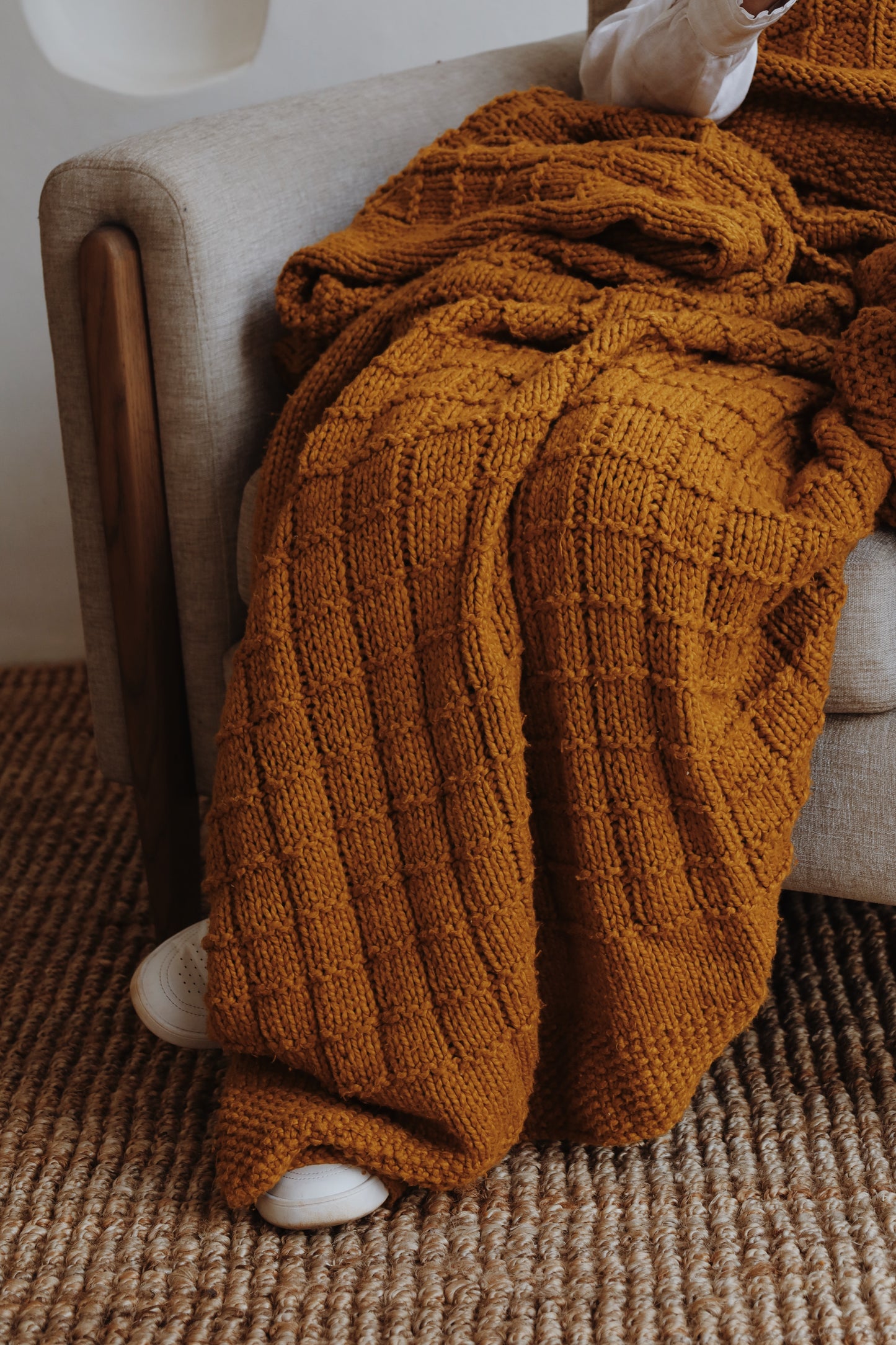 Traditional 100% Cotton Honey Checker Weave Throw