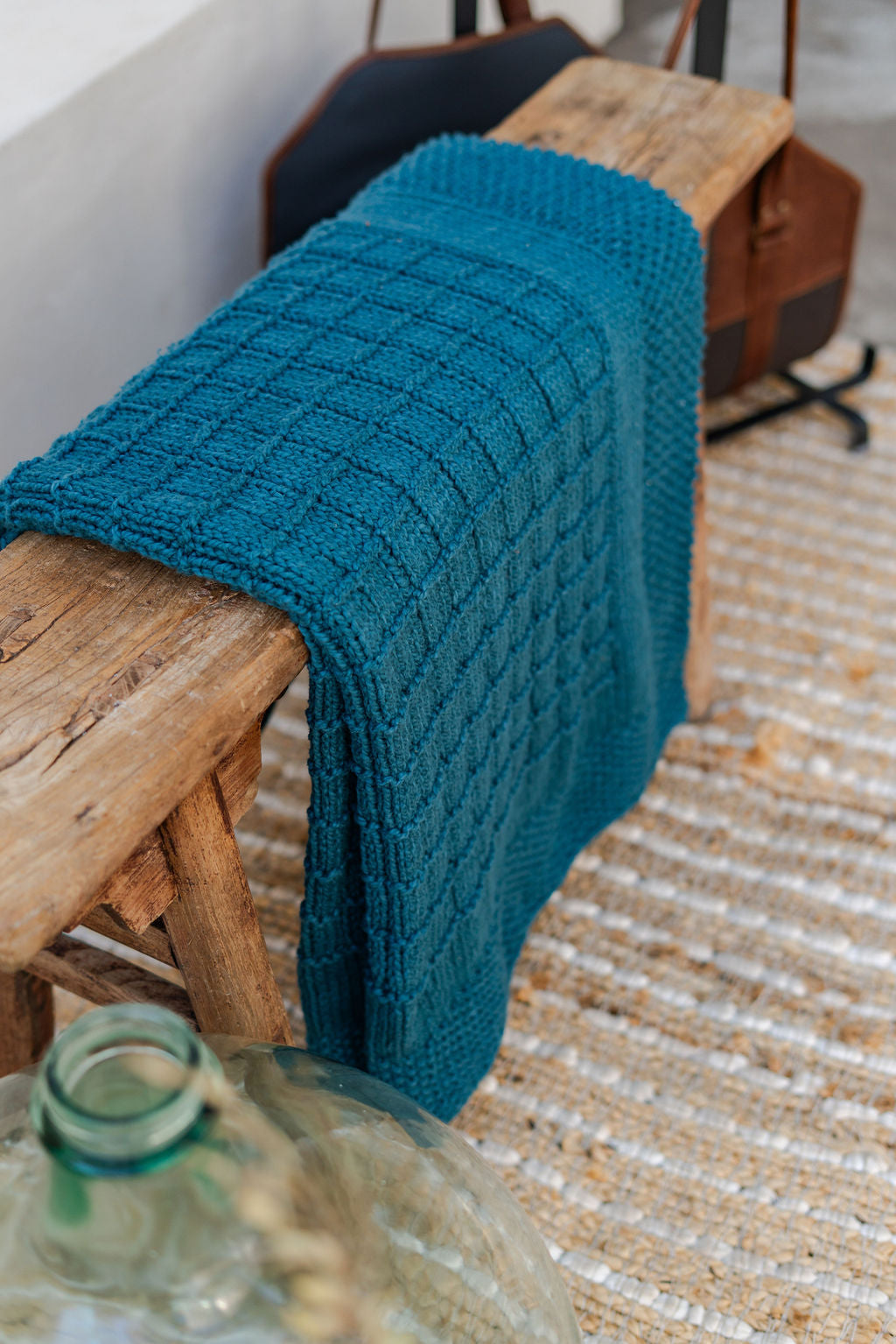 Traditional 100% Cotton Peacock Checker Weave Throw