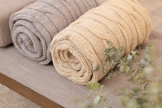 Traditional 100% Cotton Fawn Chunky-knit Throw