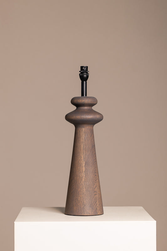 Carved Oak Lamp Base in Ash Grey