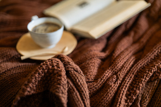 Traditional 100% Cotton Walnut Chunky-knit Throw