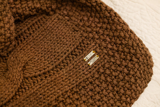 Traditional 100% Cotton Mocha Chunky-knit Throw