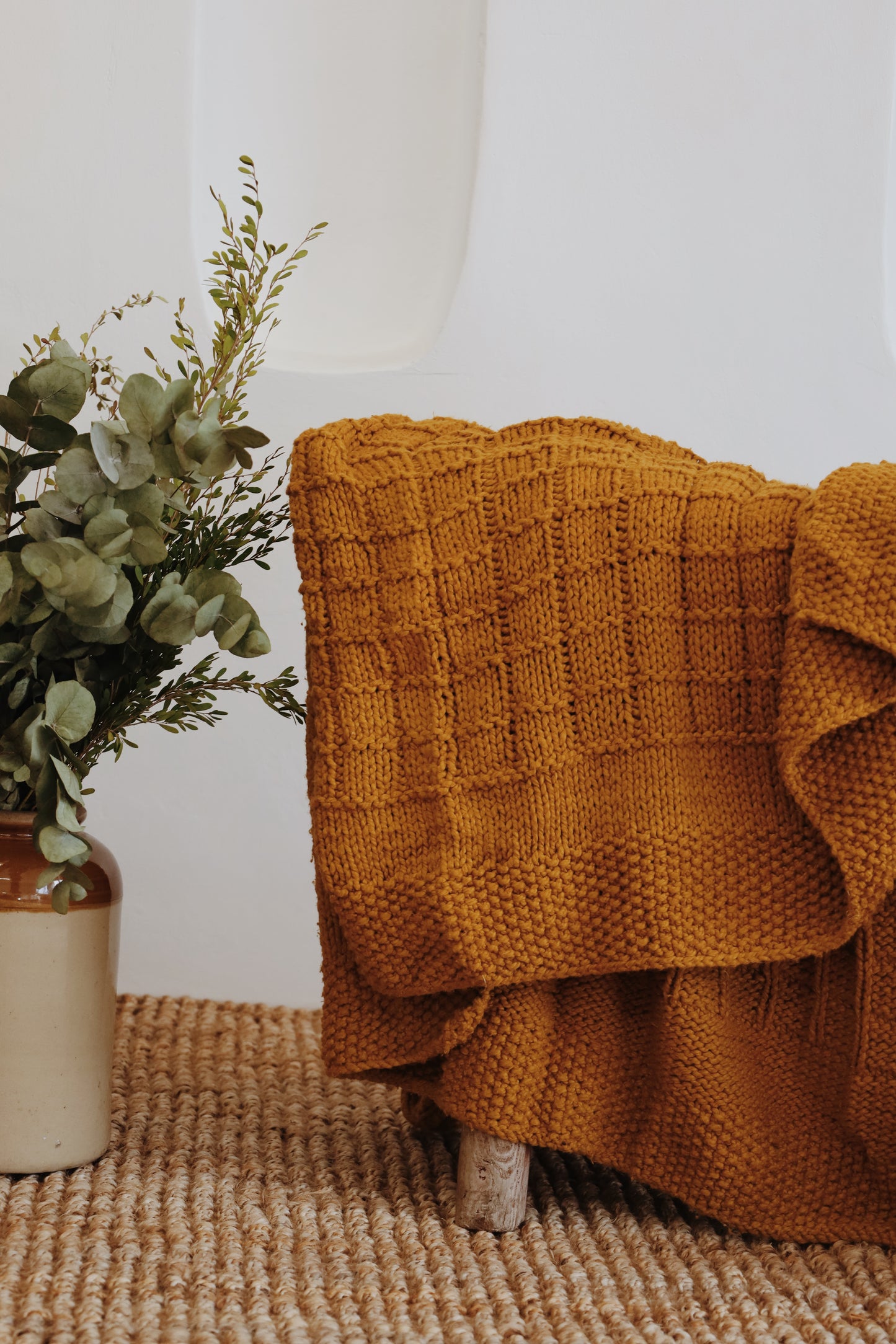 Traditional 100% Cotton Honey Checker Weave Throw