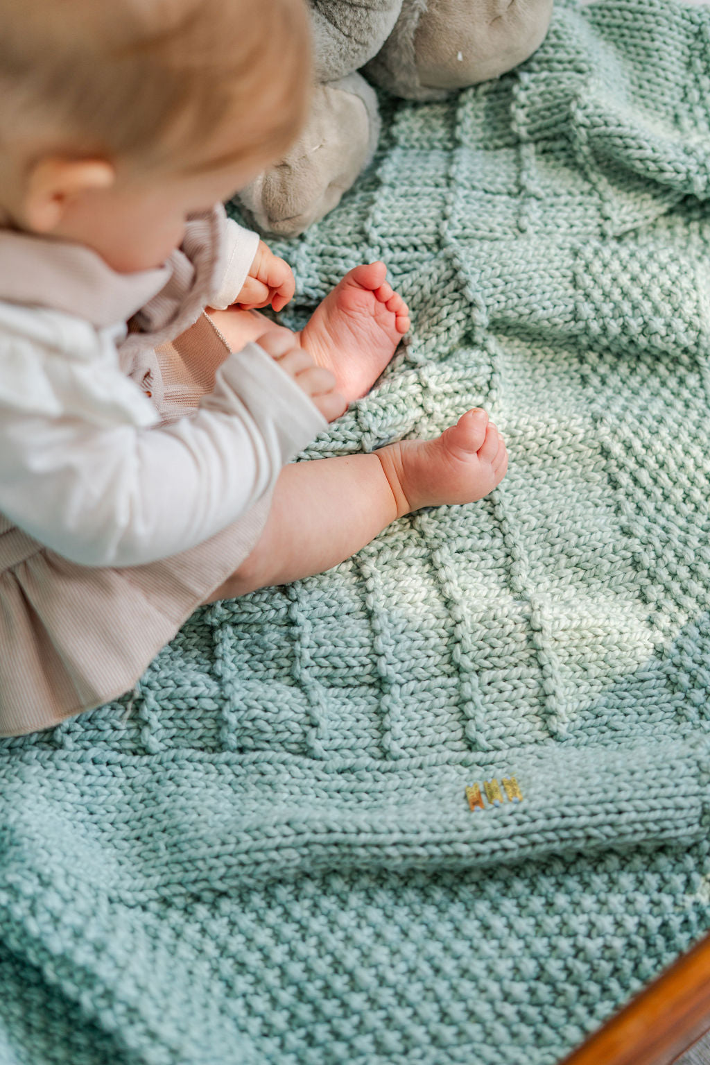 Heritage Baby Blanket in Seafoam