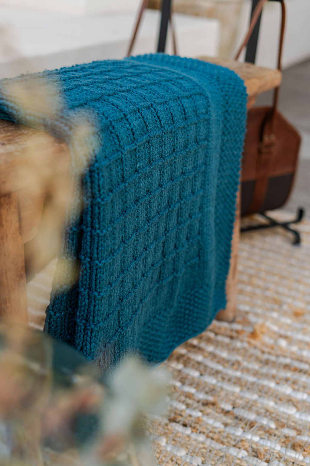 Traditional 100% Cotton Peacock Checker Weave Throw