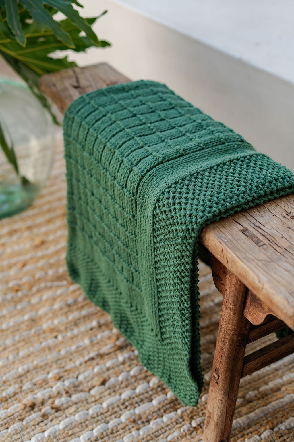 Traditional 100% Cotton Forest Checker Weave Throw