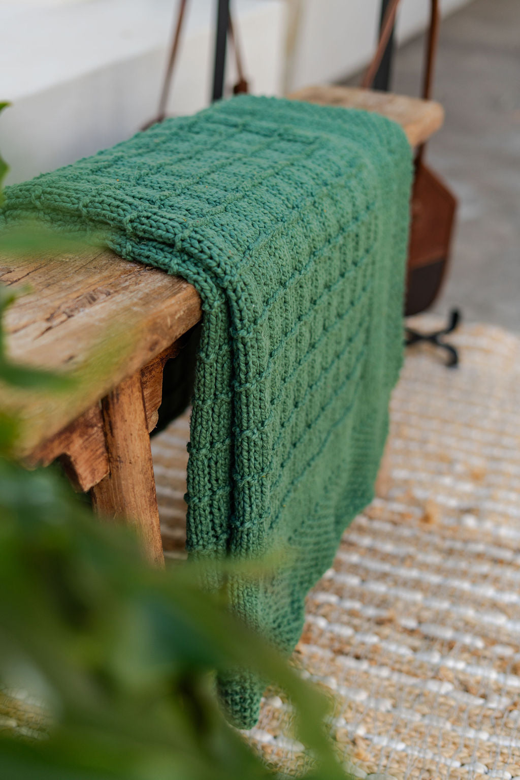 Traditional 100% Cotton Forest Checker Weave Throw